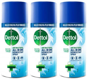 Dettol All-in-One Disinfectant Spray Crisp Linen, 400 ml (Pack of 3)