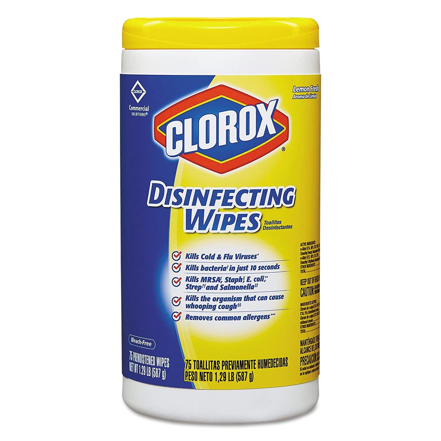 Clorox Disinfecting Wipes, Lemon Fresh, Tub of 75 Wipes