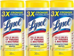 Lysol Disinfecting Wipes, Lemon and Lime Blossom, 35 ct (Pack of 3)