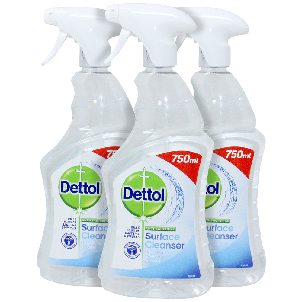 Dettol Antibacterial Surface Cleaning Spray, Bleach and Odor Free, 25.36 Ounces (Pack of 3)