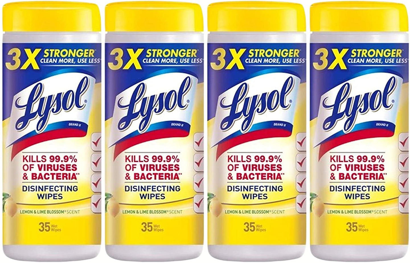 Lysol Disinfecting Wipes, Lemon & Lime Blossom, 35 Count, Pack of 4